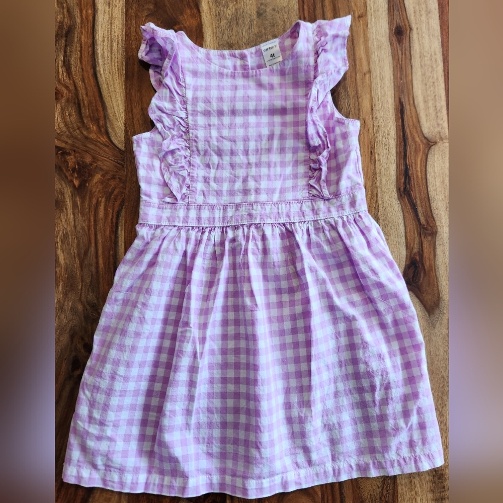 Carter's Purple and White Ruffled Smocked Sundress